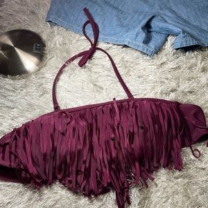 Halter Fringed swim top